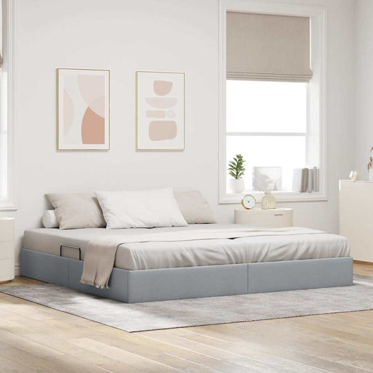Letto con Contenitore Grigio chiaro 200 x 200 cm Tessuto 3370034