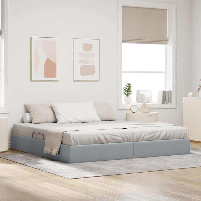 Letto con Contenitore Grigio chiaro 200 x 200 cm Tessuto 3370034