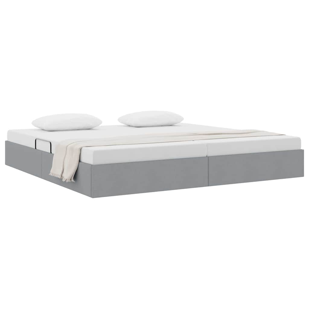 Letto con Contenitore Grigio chiaro 200 x 200 cm Tessuto 3370034