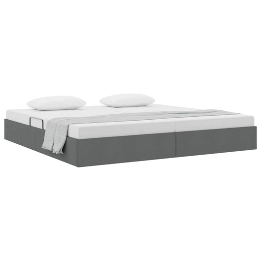 Letto con Contenitore Grigio scuro 200 x 200 cm Tessuto 3370035