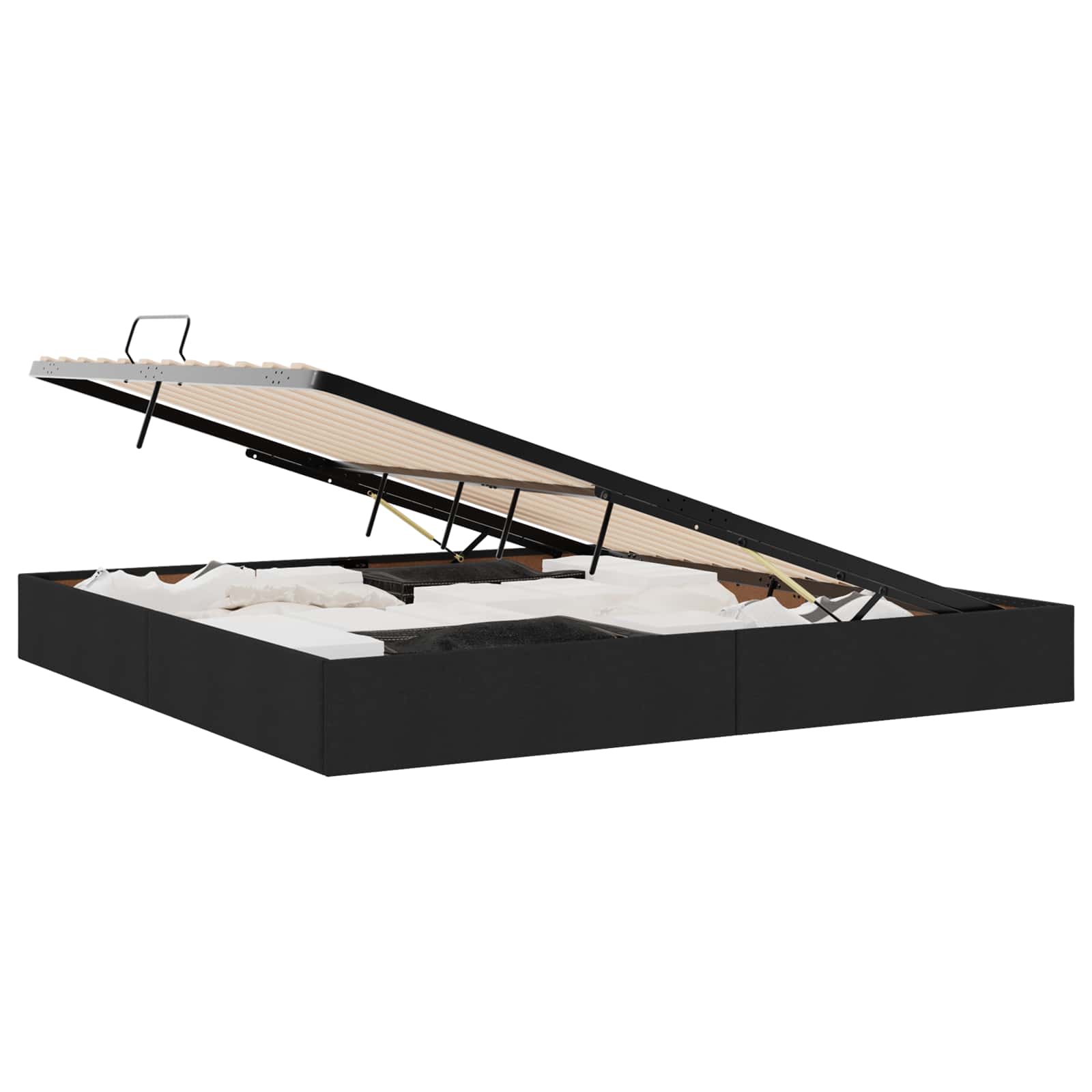 Letto con Contenitore con materasso Nero 200 x 200 cm Tessuto 3370036