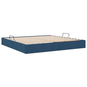 Letto con Contenitore con materasso Blu 200 x 200 cm Tessuto 3370039