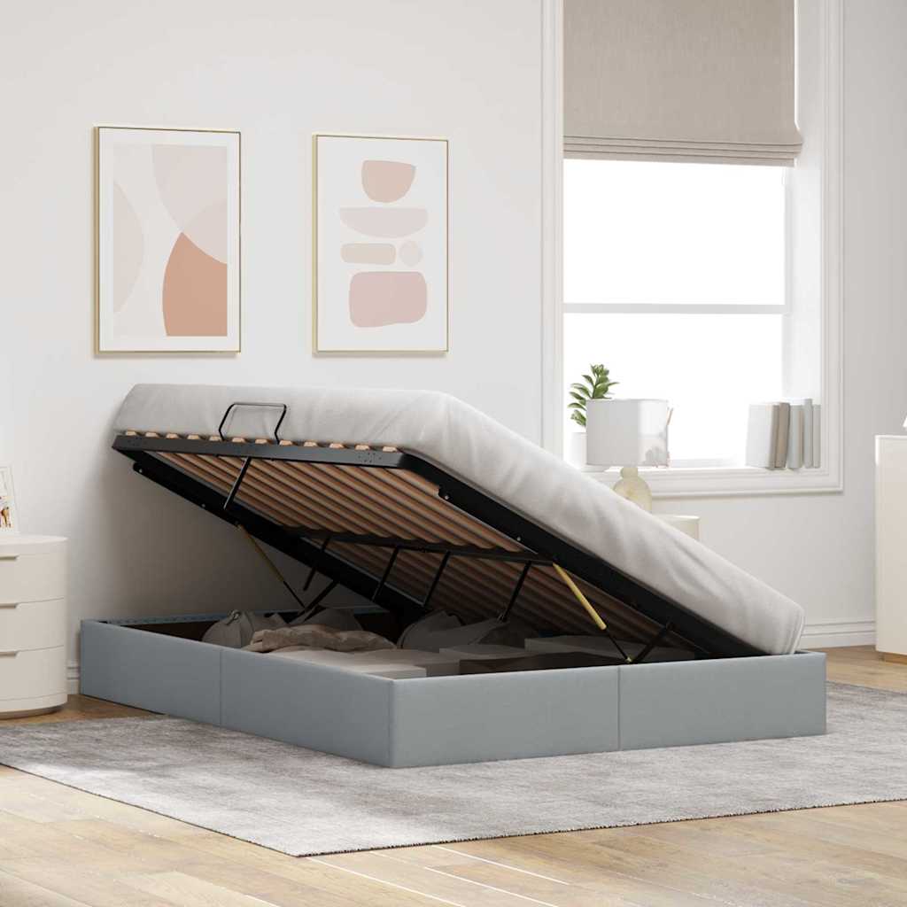 Letto con Contenitore Grigio chiaro 135 x 190 cm Tessuto 3370046