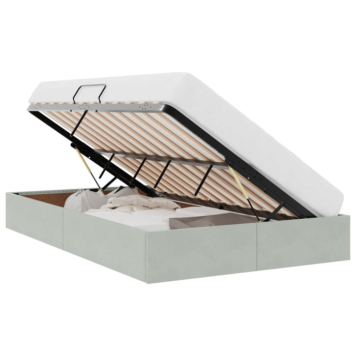 Letto con Contenitore Grigio chiaro 120 x 200 cm Velluto 3370082