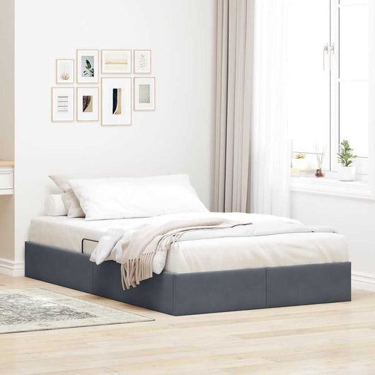 Letto con Contenitore Grigio scuro 120 x 200 cm Velluto 3370083