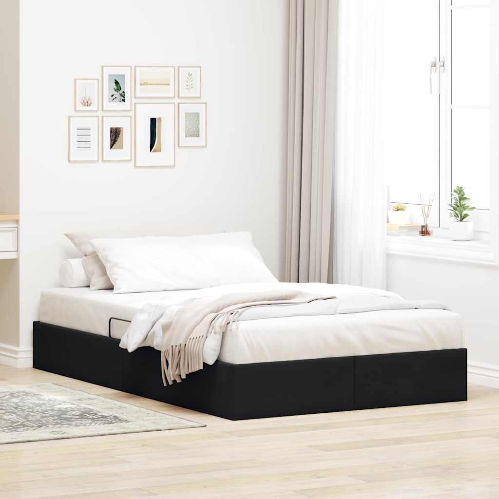 Letto con Contenitore con materasso Nero 120 x 200 cm Velluto 3370084