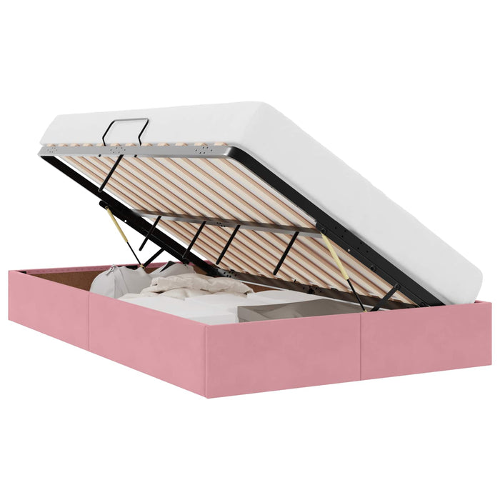 Letto con Contenitore con materasso Rosa 120 x 200 cm Velluto 3370087