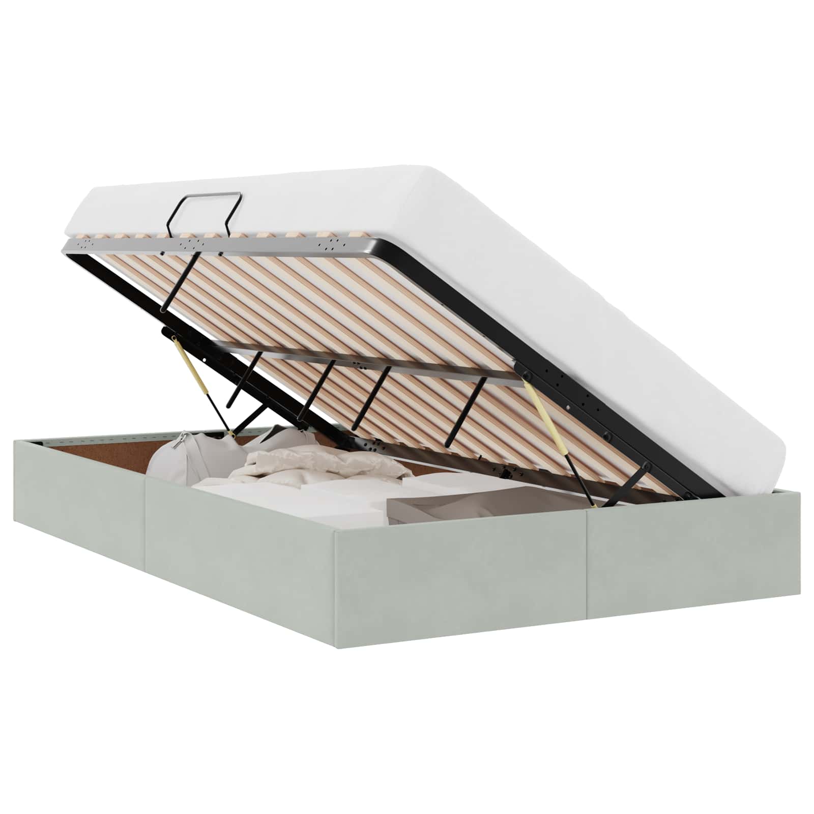 Letto con Contenitore Grigio chiaro 120 x 200 cm Velluto 3370088