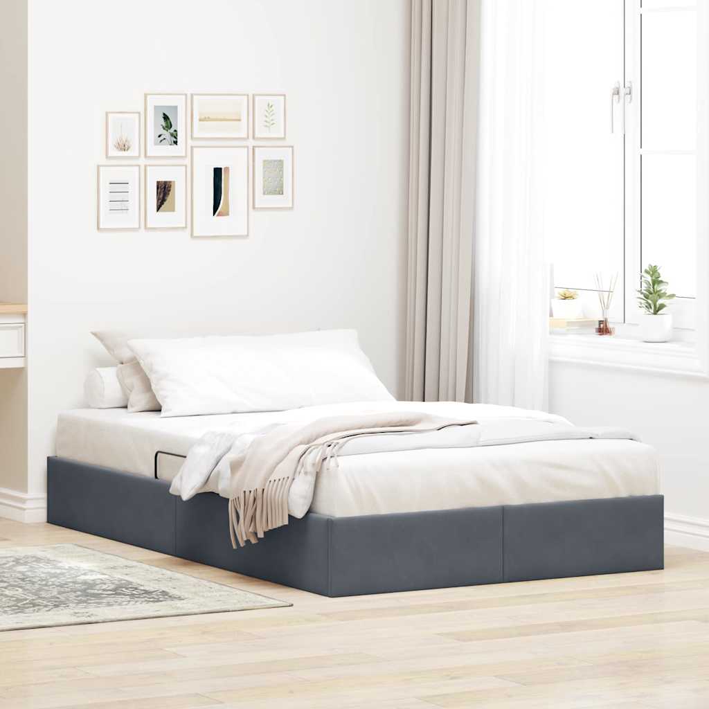 Letto con Contenitore Grigio scuro 120 x 200 cm Velluto 3370089