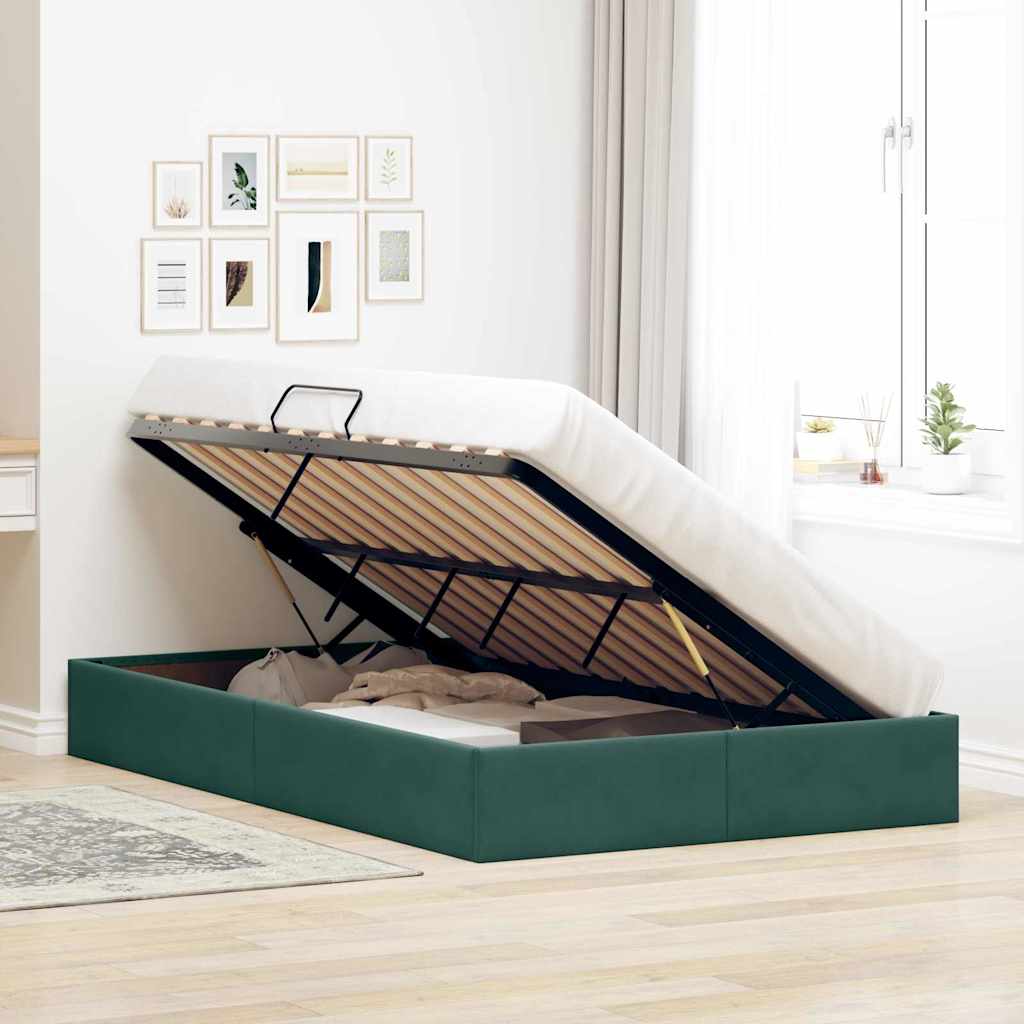 Letto con Contenitore Verde Scuro 120 x 200 cm Velluto 3370091