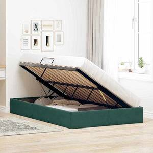 Letto con Contenitore Verde Scuro 120 x 200 cm Velluto 3370091
