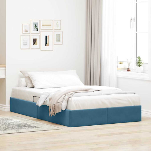 Letto con Contenitore Blu Scuro 120 x 200 cm Velluto 3370092