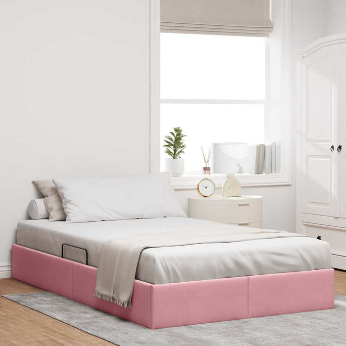 Letto con Contenitore con materasso Rosa 120 x 200 cm Velluto 3370093