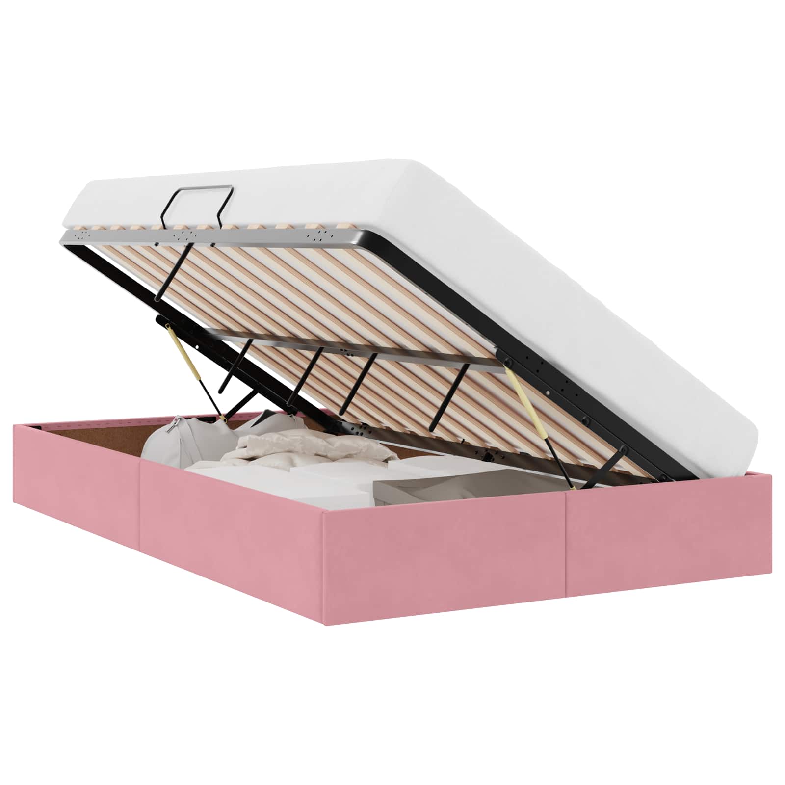 Letto con Contenitore con materasso Rosa 120 x 200 cm Velluto 3370093