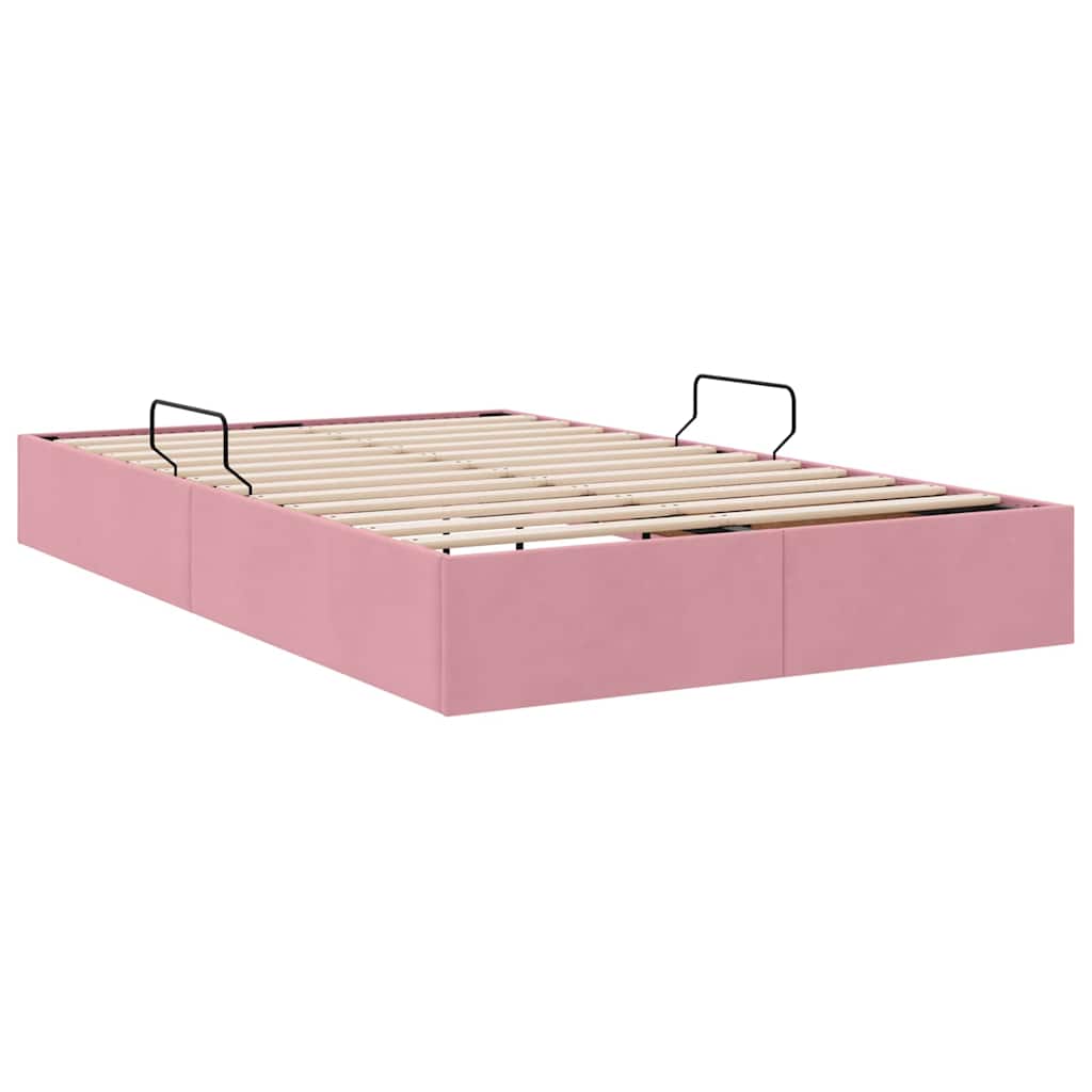 Letto con Contenitore con materasso Rosa 120 x 200 cm Velluto 3370093