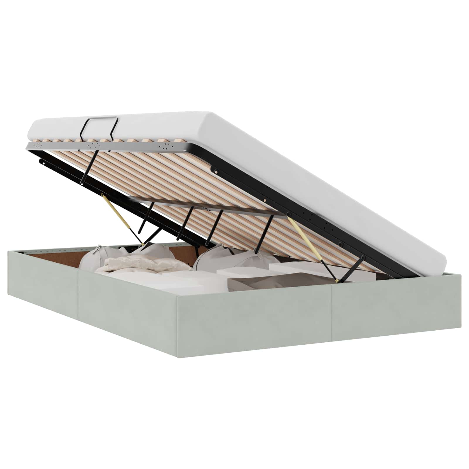 Letto con Contenitore Grigio chiaro 140 x 190 cm Velluto 3370094