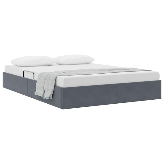 Letto con Contenitore Grigio scuro 140 x 190 cm Velluto 3370095