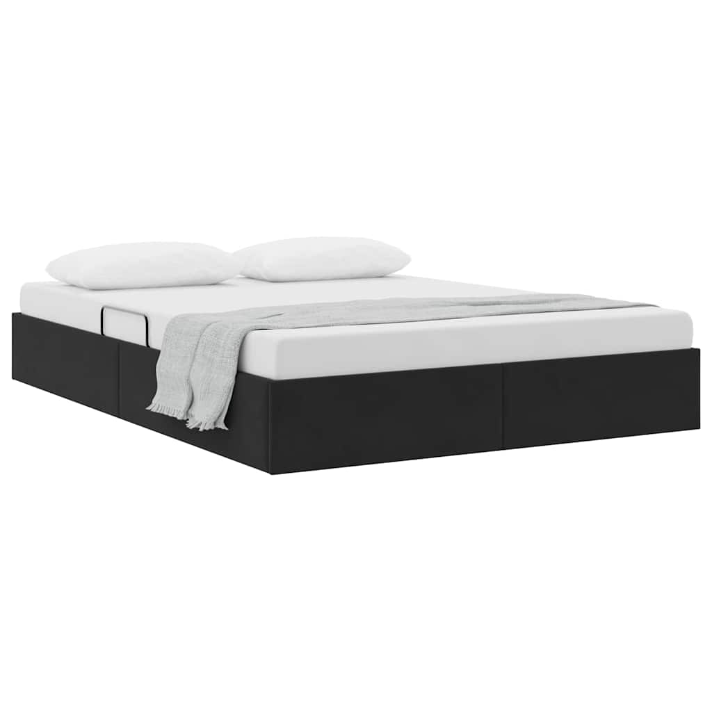 Letto con Contenitore con materasso Nero 140 x 190 cm Velluto 3370096