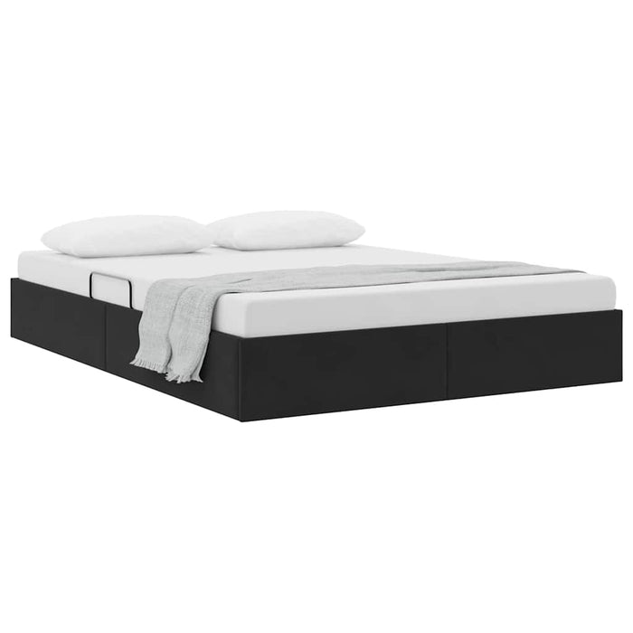 Letto con Contenitore con materasso Nero 140 x 190 cm Velluto 3370096