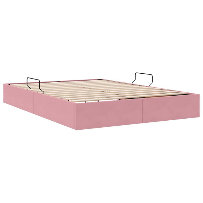 Letto con Contenitore con materasso Rosa 140 x 190 cm Velluto 3370099