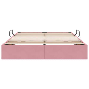 Letto con Contenitore con materasso Rosa 140 x 190 cm Velluto 3370099