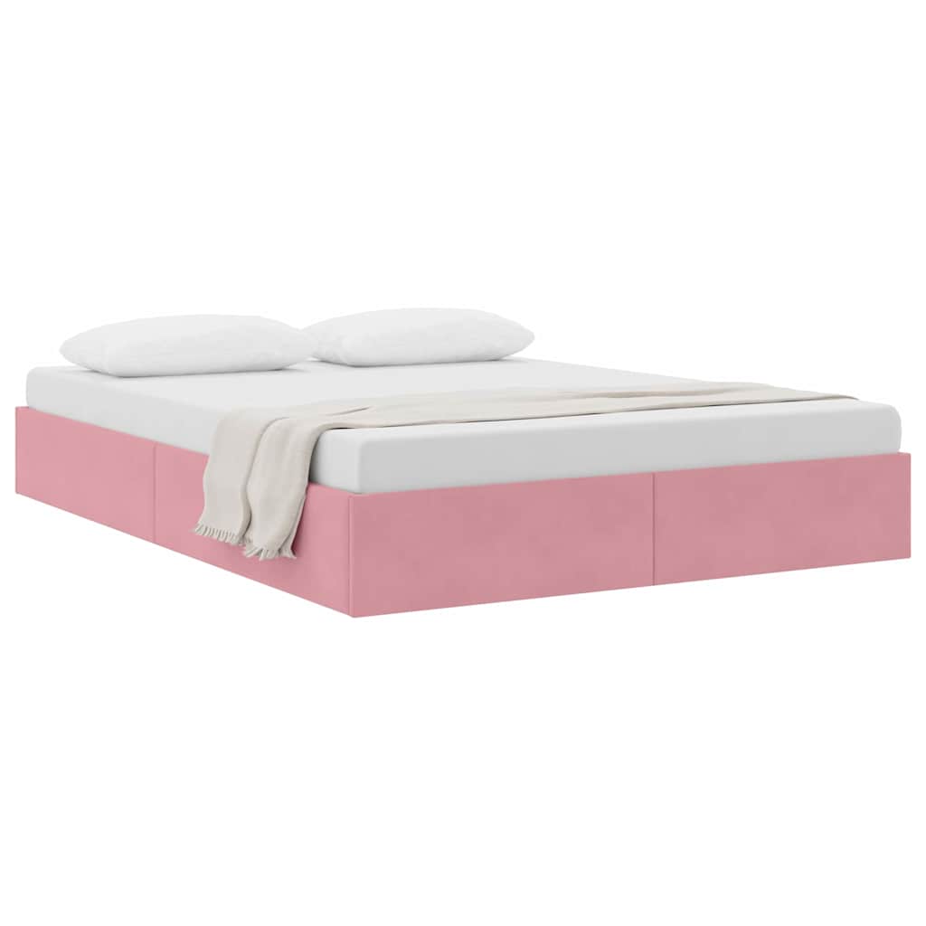 Letto con Contenitore con materasso Rosa 140 x 190 cm Velluto 3370099
