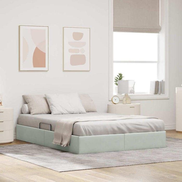 Letto con Contenitore Grigio chiaro 140 x 200 cm Velluto 3370100