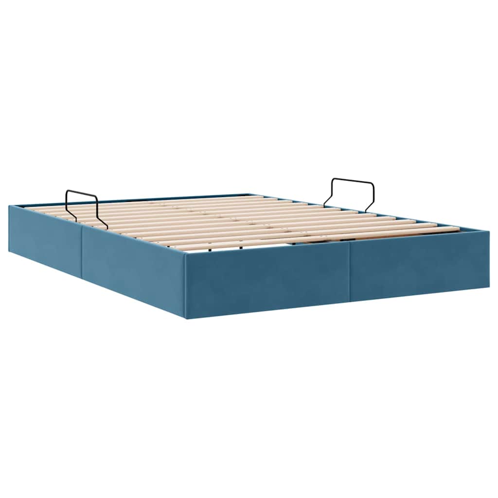 Letto con Contenitore Blu Scuro 140 x 200 cm Velluto 3370104