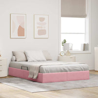 Letto con Contenitore con materasso Rosa 140 x 200 cm Velluto 3370105