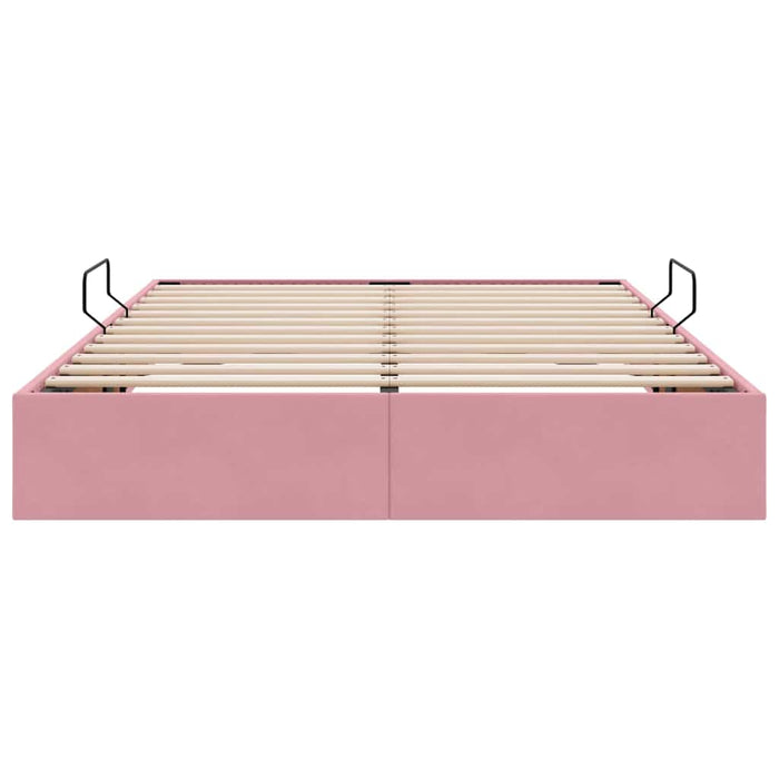 Letto con Contenitore con materasso Rosa 140 x 200 cm Velluto 3370105