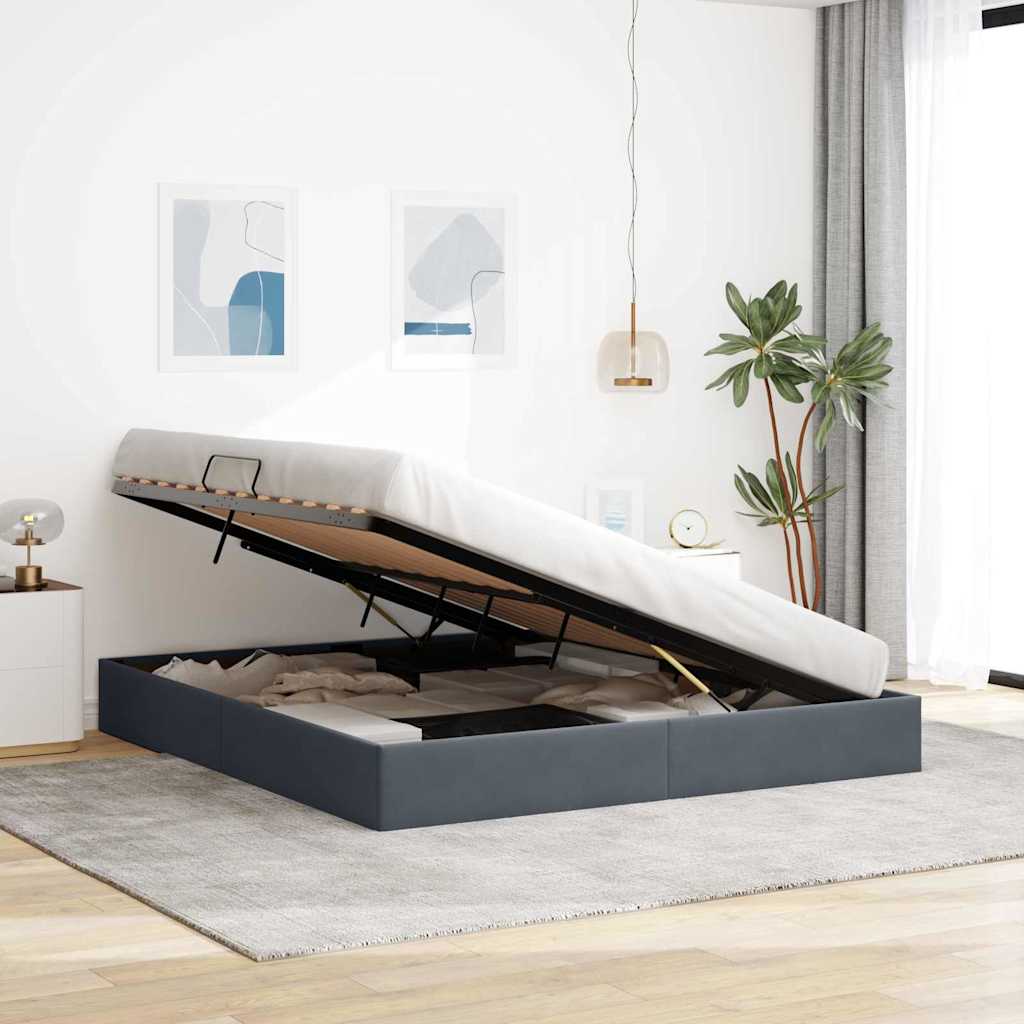 Letto con Contenitore Grigio scuro 160 x 200 cm Velluto 3370107