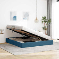 Letto con Contenitore Blu Scuro 160 x 200 cm Velluto 3370110