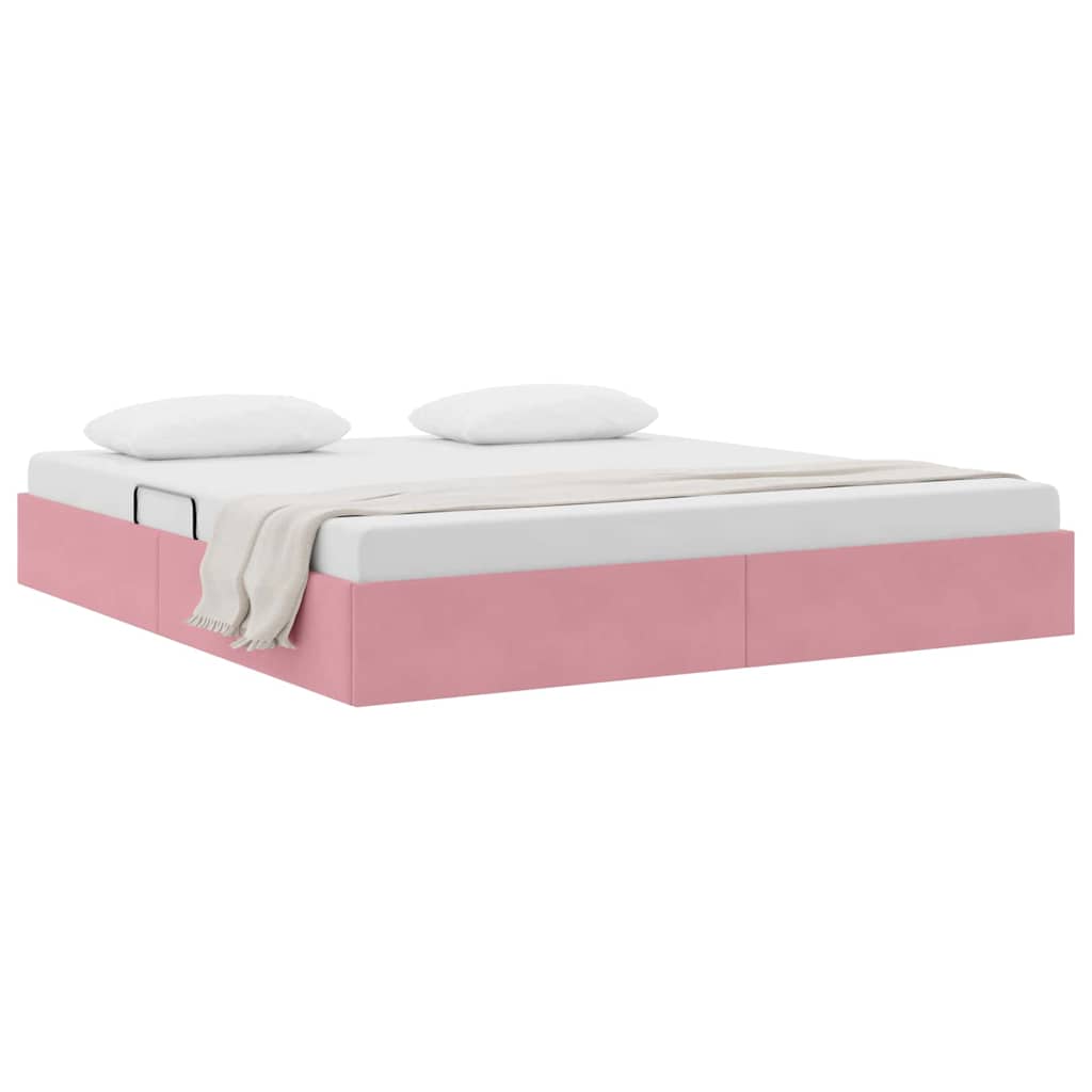 Letto con Contenitore con materasso Rosa 160 x 200 cm Velluto 3370111