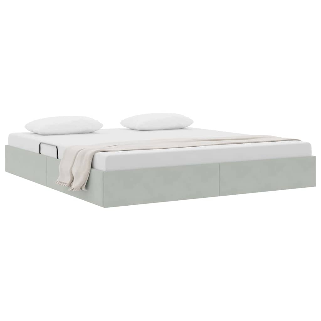 Letto con Contenitore Grigio chiaro 180 x 200 cm Velluto 3370112
