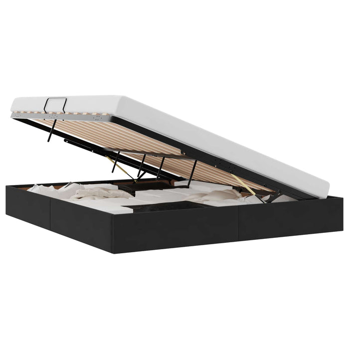 Letto con Contenitore con materasso Nero 180 x 200 cm Velluto 3370114