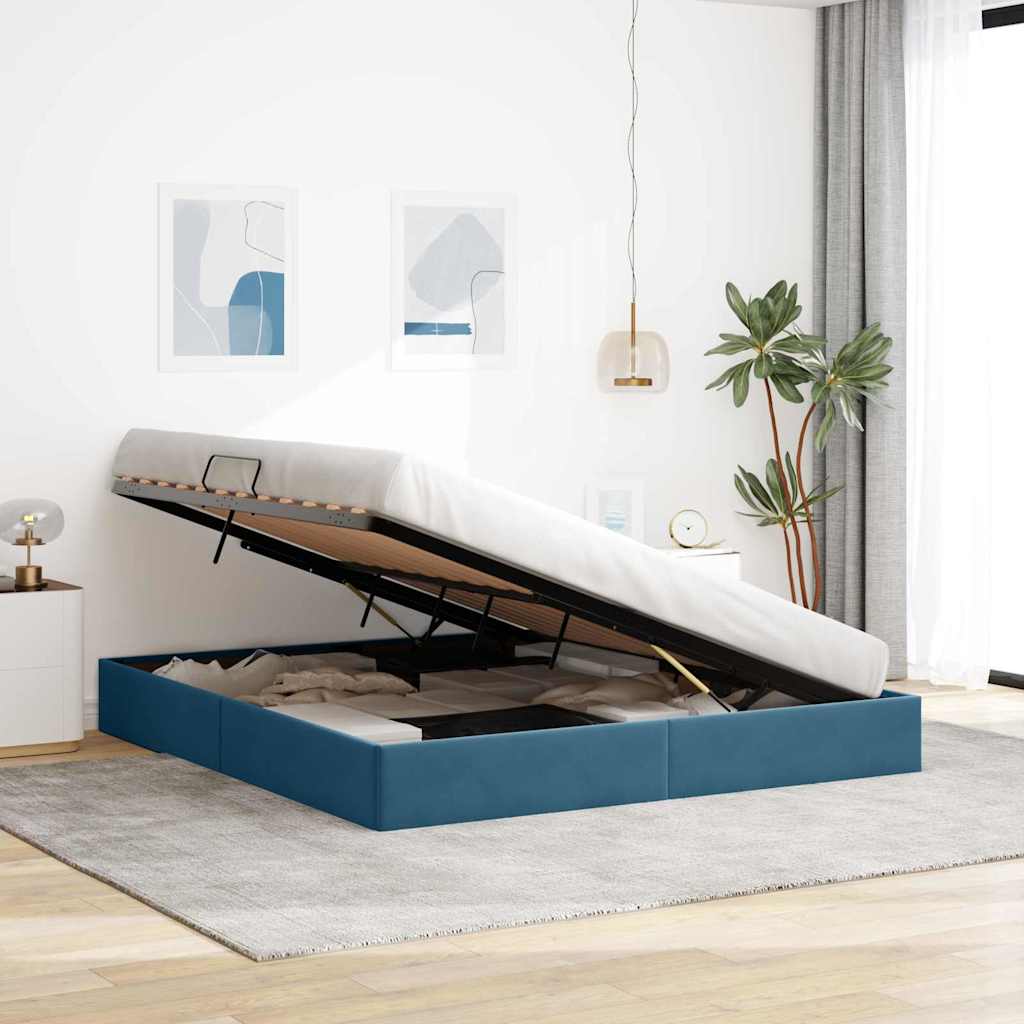 Letto con Contenitore Blu Scuro 180 x 200 cm Velluto 3370116