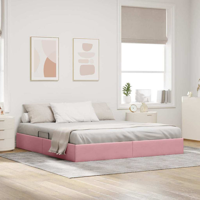 Letto con Contenitore con materasso Rosa 180 x 200 cm Velluto 3370117
