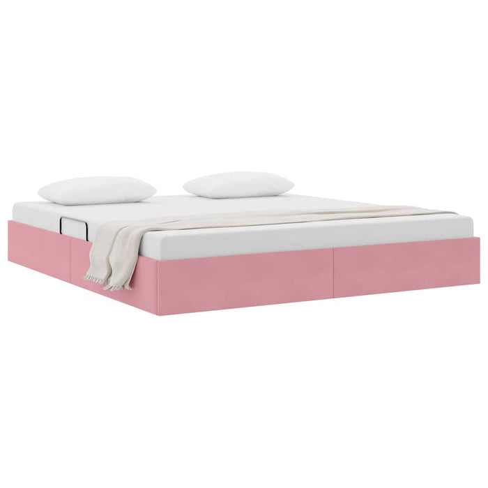 Letto con Contenitore con materasso Rosa 180 x 200 cm Velluto 3370117
