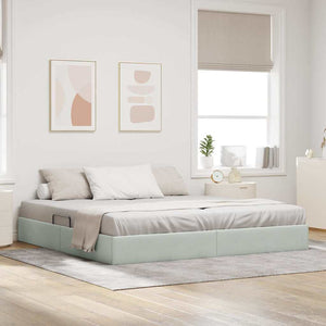 Letto con Contenitore Grigio chiaro 200 x 200 cm Velluto 3370118