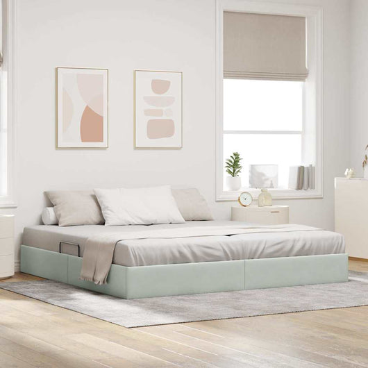 Letto con Contenitore Grigio chiaro 200 x 200 cm Velluto 3370118