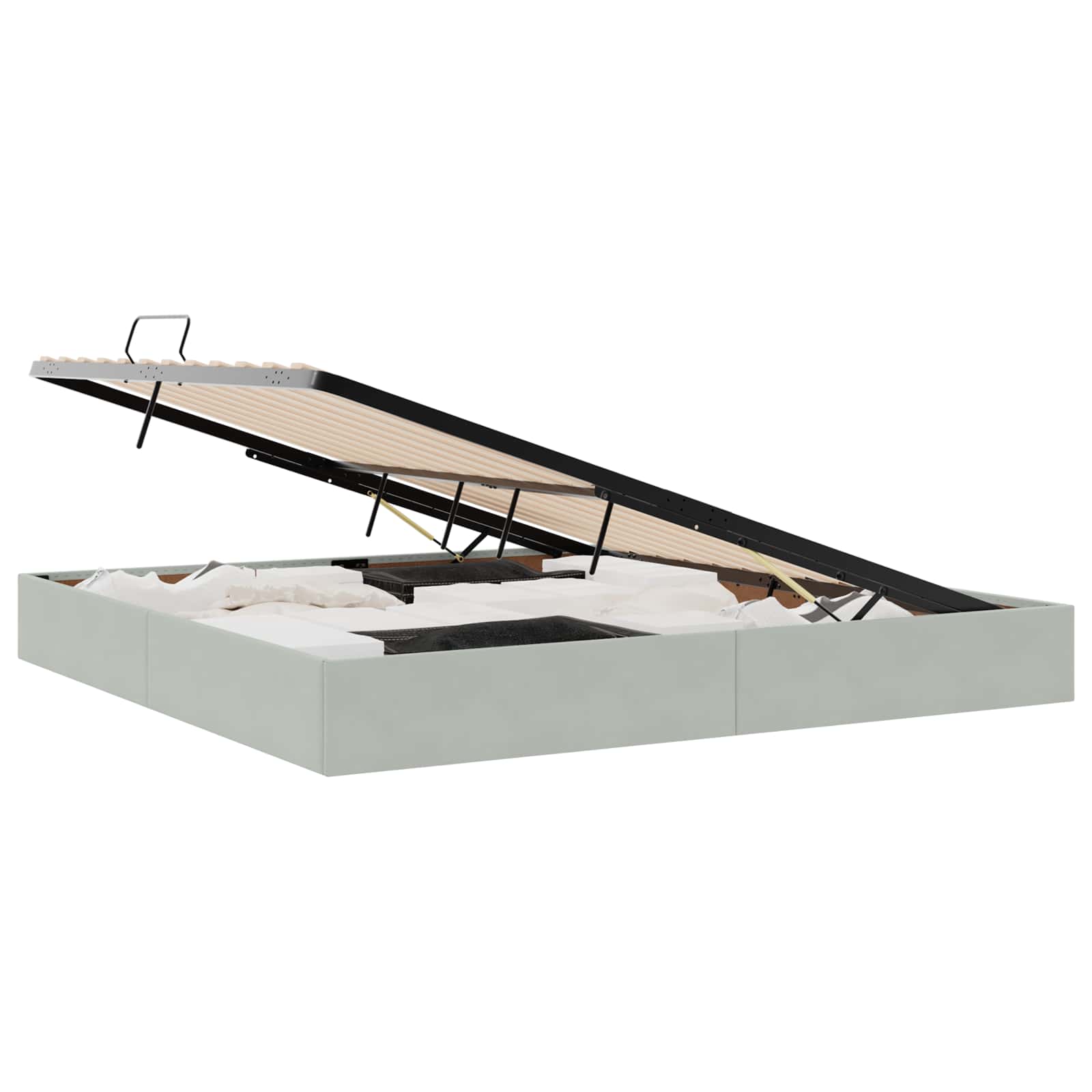 Letto con Contenitore Grigio chiaro 200 x 200 cm Velluto 3370118