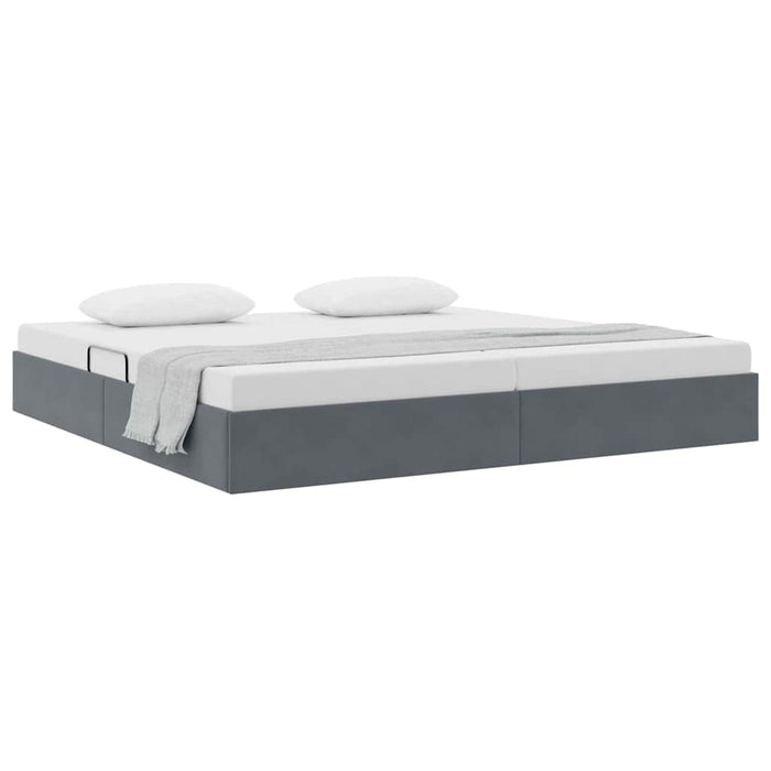 Letto con Contenitore Grigio scuro 200 x 200 cm Velluto 3370119