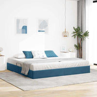 Letto con Contenitore Blu Scuro 200 x 200 cm Velluto 3370122