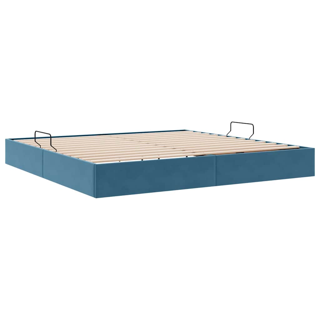 Letto con Contenitore Blu Scuro 200 x 200 cm Velluto 3370122