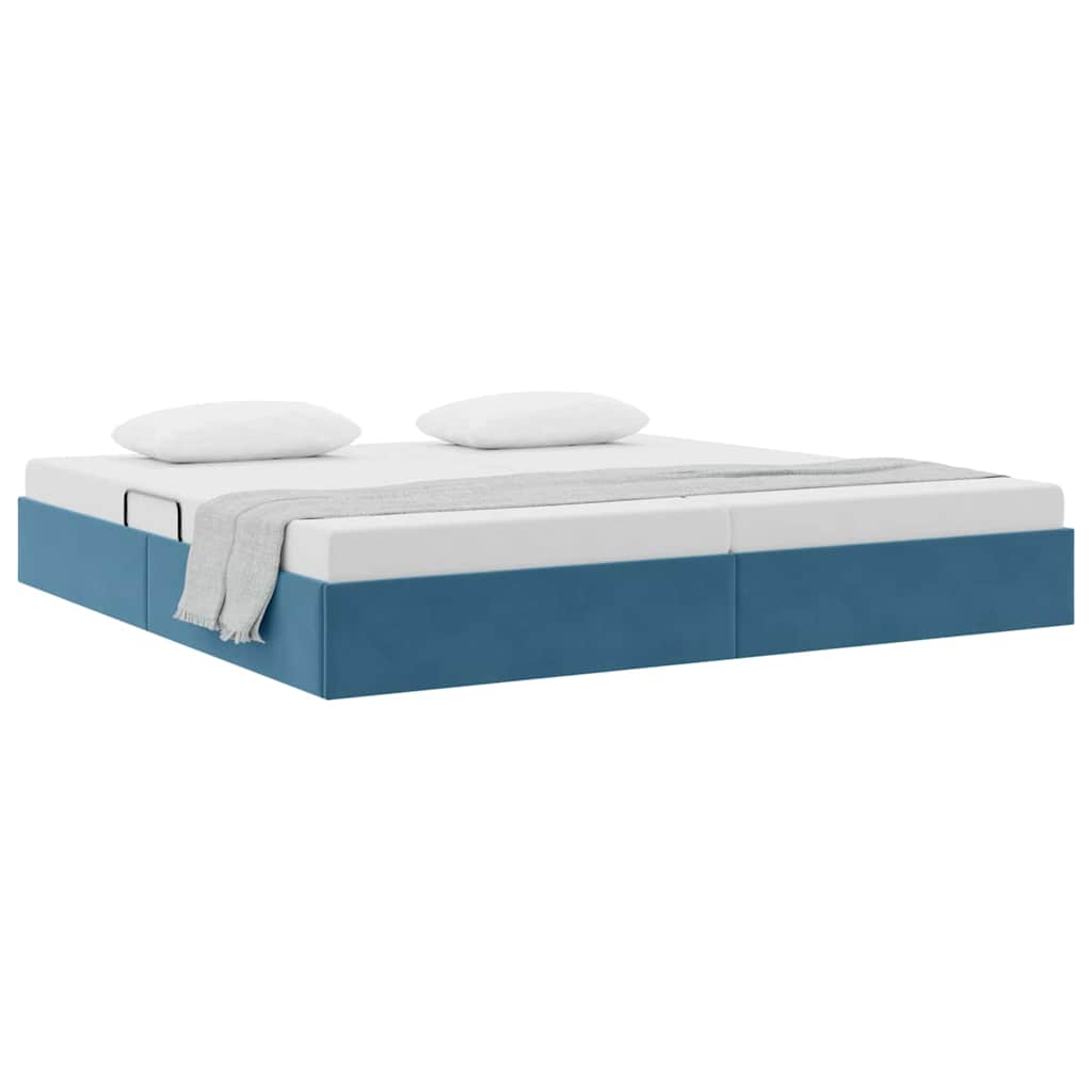 Letto con Contenitore Blu Scuro 200 x 200 cm Velluto 3370122