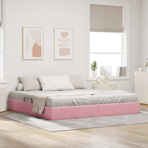 Letto con Contenitore con materasso Rosa 200 x 200 cm Velluto 3370123