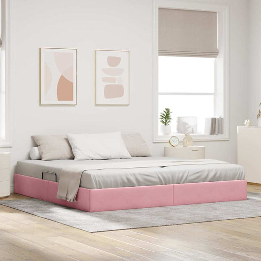 Letto con Contenitore con materasso Rosa 200 x 200 cm Velluto 3370123