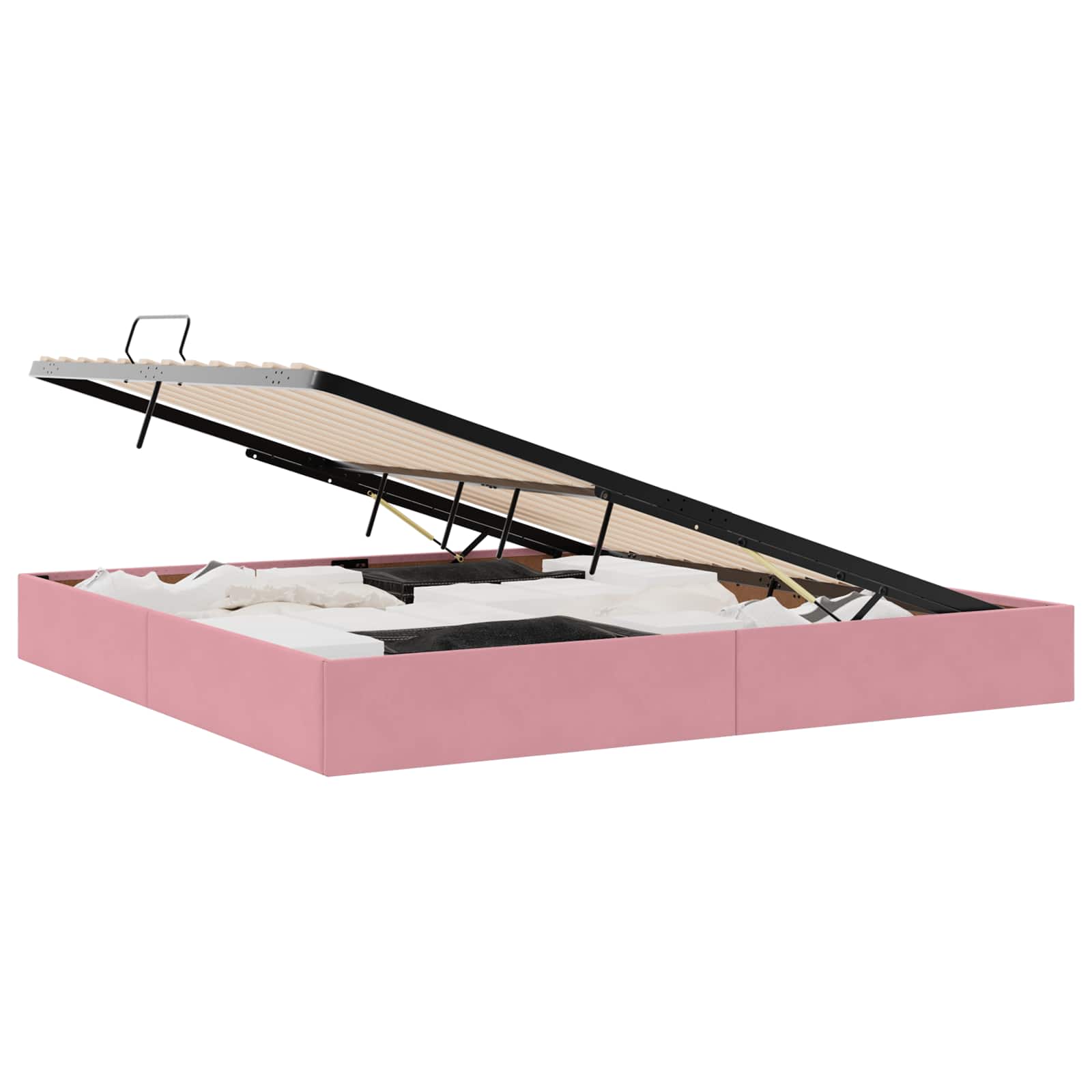 Letto con Contenitore con materasso Rosa 200 x 200 cm Velluto 3370123
