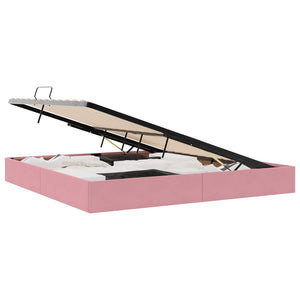 Letto con Contenitore con materasso Rosa 200 x 200 cm Velluto 3370123