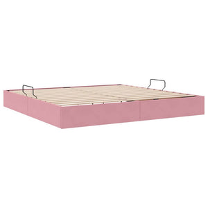 Letto con Contenitore con materasso Rosa 200 x 200 cm Velluto 3370123